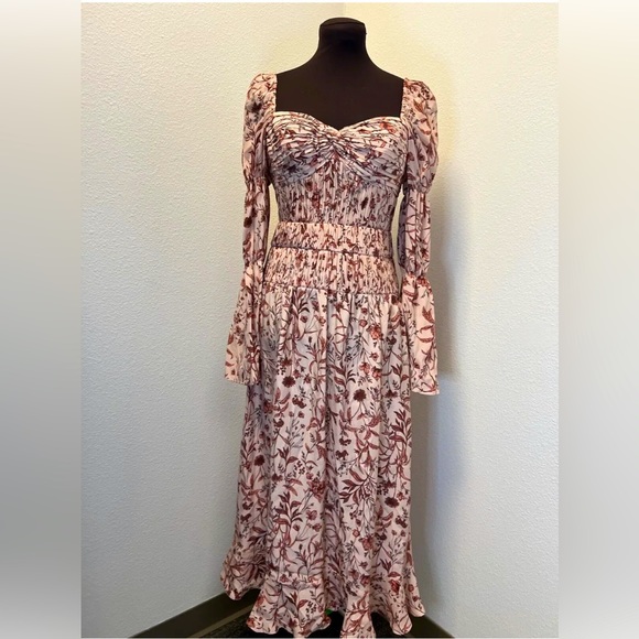 Amur Filipa Dress Size 2 New With Tags Blush Wildflowers MIDI Length Spring - Picture 1 of 15